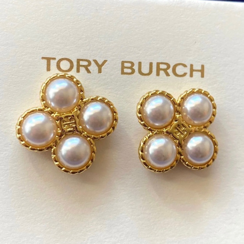 New Tory Burch Rope Clover Stud Earrings
